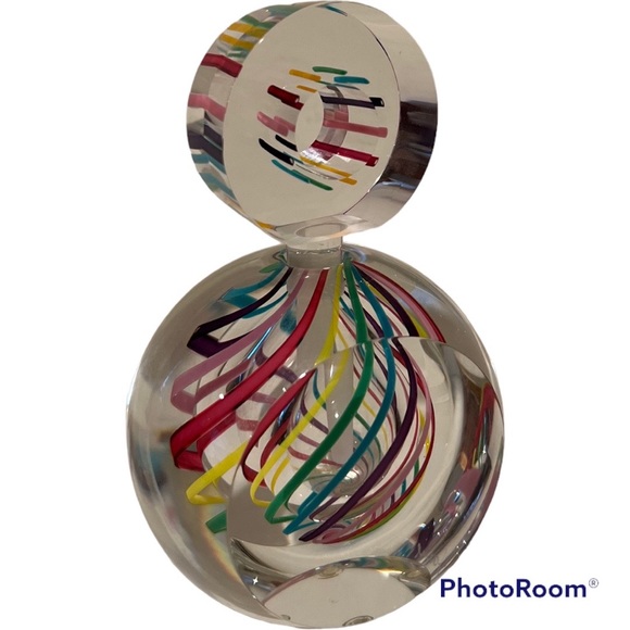 🌈Hand blown art glass perfume bottle rainbow swirl signed Paul Harrie GIFTABLE! - Picture 1 of 5